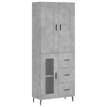 Aparador Alto Madera Contrachapada Gris Hormigón 69,5x34x180 Cm Vidaxl