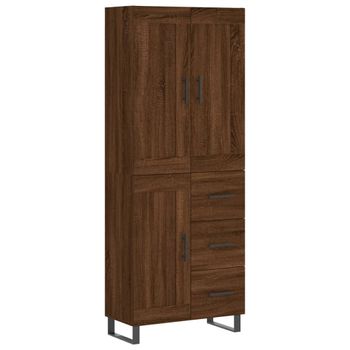 Aparador Alto Madera Contrachapada Marrón Roble 69,5x34x180 Cm Vidaxl