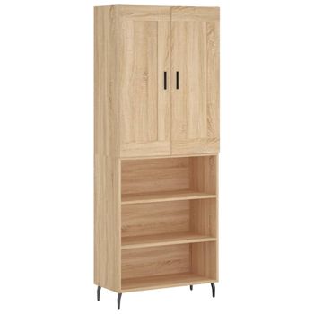 Aparador Alto Madera Contrachapada Color Roble 69,5x34x180 Cm Vidaxl