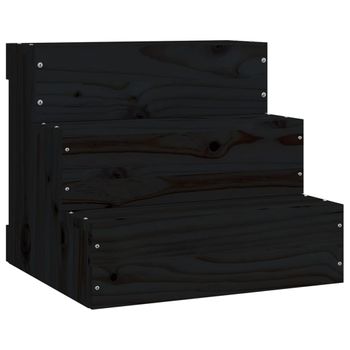 Escalera Para Mascotas Madera Maciza Pino Negro 40x37,5x35 Cm Vidaxl