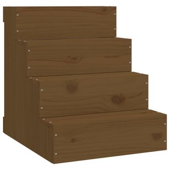 Escalera Mascotas Madera Maciza De Pino Marrón Miel 40x49x47 Cm Vidaxl