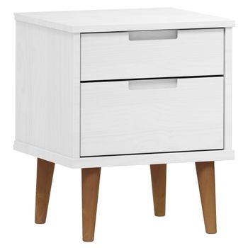 Mesita De Noche Molde Madera Maciza De Pino Blanca 40x35x48 Cm Vidaxl