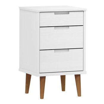 Mesita De Noche Molde Madera Maciza De Pino Blanca 40x35x65 Cm Vidaxl