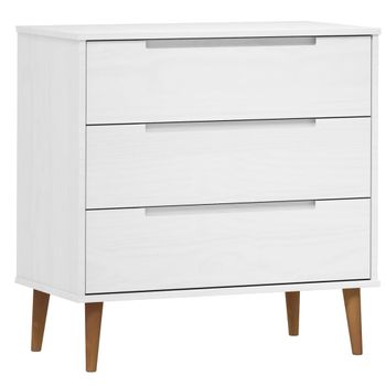 Mesita De Noche Molde Madera Maciza De Pino Blanca 80x40x80 Cm Vidaxl