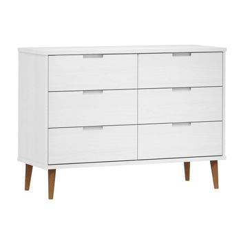 Mesita De Noche Molde Madera Maciza De Pino Blanca 113x40x80 Cm Vidaxl