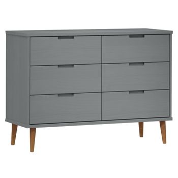 Mesita De Noche Molde Madera Maciza De Pino Gris 113x40x80 Cm Vidaxl