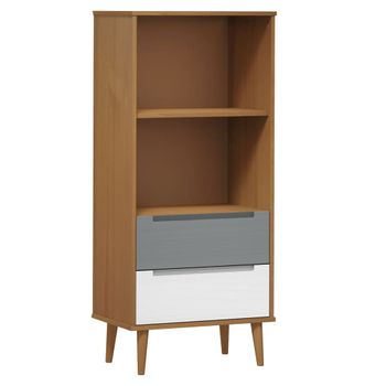 Librería Molde Madera Maciza De Pino Marrón 60x35x133,5 Cm Vidaxl