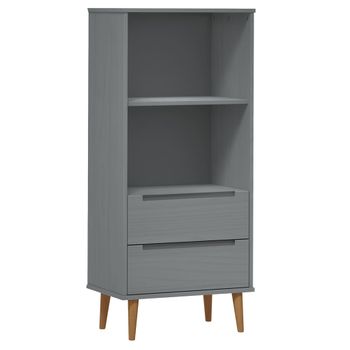 Librería Molde Madera Maciza De Pino Gris 60x35x133,5 Cm Vidaxl