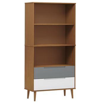 Librería Molde Madera Maciza De Pino Marrón 85x35x170,5 Cm Vidaxl