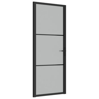 Puerta Interior De Vidrio Y Aluminio Negro Mate 83x201,5 Cm Vidaxl