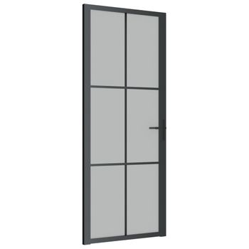 Puerta Interior De Vidrio Y Aluminio Negro Mate 83x201,5 Cm Vidaxl