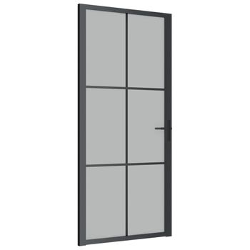 Puerta Interior De Vidrio Y Aluminio Negro Mate 93x201,5 Cm Vidaxl