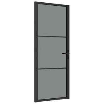 Puerta Interior Vidrio Egs Y Aluminio Negro 83x201,5 Cm Vidaxl