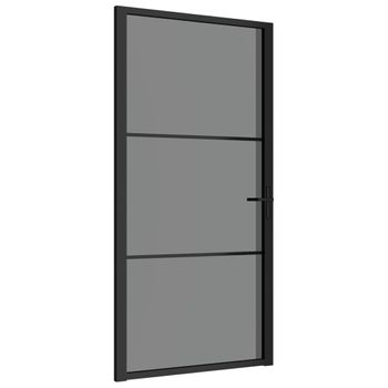 Puerta Interior Vidrio Egs Y Aluminio Negro 102,5x201,5 Cm Vidaxl