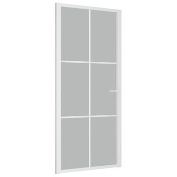 Puerta Interior De Vidrio Y Aluminio Blanco Mate 93x201,5 Cm Vidaxl