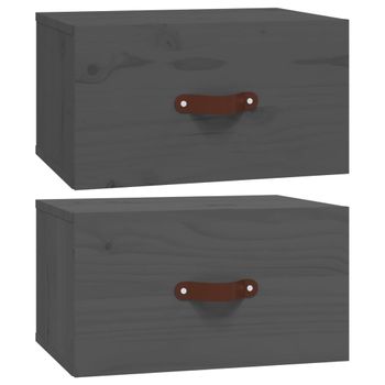 Mesita De Noche De Pared 2 Uds Gris 40x29,5x22 Cm Vidaxl