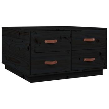 Mesa De Centro De Madera Maciza De Pino Negro 80x80x45 Cm Vidaxl