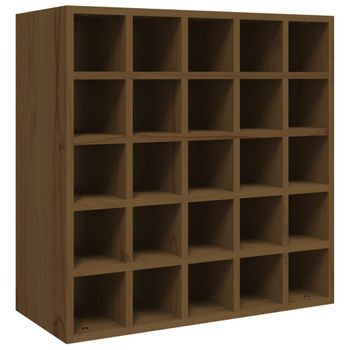 Botellero Madera Maciza De Pino Marrón Miel 56x25x56 Cm Vidaxl