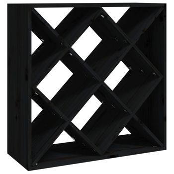 Botellero De Madera Maciza De Pino Negro 62x25x62 Cm Vidaxl