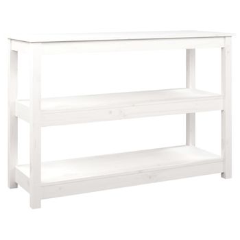 Mesa Consola De Madera Maciza De Pino Blanco 110x40x74 Cm Vidaxl