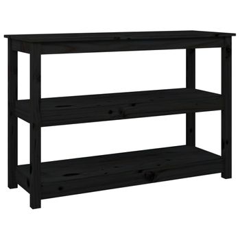 Mesa Consola Madera Maciza De Pino Negro 110x40x74 Cm Vidaxl