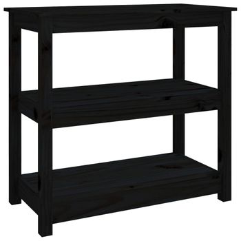 Mesa Consola Madera Maciza De Pino Negro 80x40x74 Cm Vidaxl