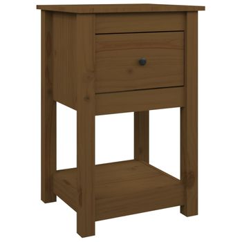 Mesita De Noche Madera Maciza De Pino Marrón Miel 40x35x61,5 Cm Vidaxl