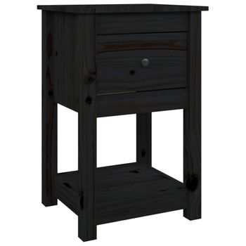 Mesita De Noche Madera Maciza De Pino Negro 40x35x61,5 Cm Vidaxl