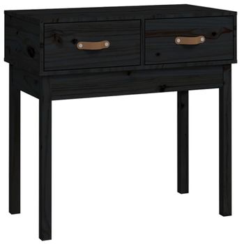 Mesa Consola Madera Maciza De Pino Negro 76,5x40x75 Cm Vidaxl