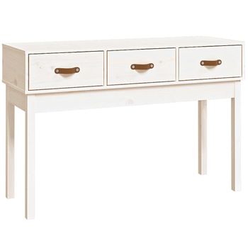 Mesa Consola De Madera Maciza De Pino Blanco 114x40x75 Cm Vidaxl