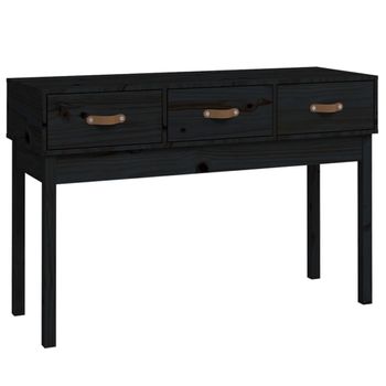 Mesa Consola Madera Maciza De Pino Negro 114x40x75 Cm Vidaxl