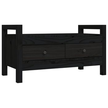 Banco De Recibidor Madera Maciza De Pino Negro 80x40x43 Cm Vidaxl