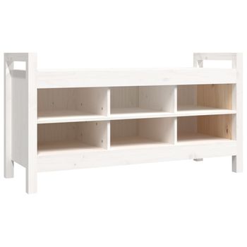 Banco De Recibidor Madera Maciza De Pino Blanco 110x40x60 Cm Vidaxl