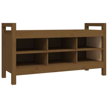 Banco De Recibidor Madera Maciza Pino Marrón Miel 110x40x60 Cm Vidaxl