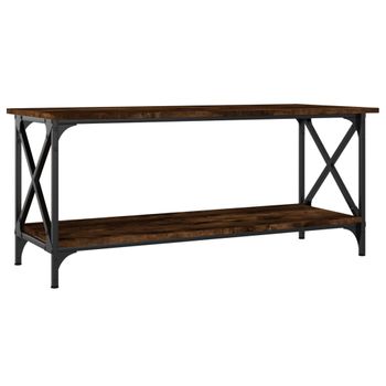 Mesa De Centro Madera Y Hierro Roble Ahumado 100x45x45 Cm Vidaxl