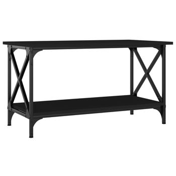 Mesa De Centro Madera Contrachapada Y Hierro Negro 80x45x45 Cm Vidaxl