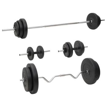 Vidaxl Conjunto Banco Ejercicios Soporte Pesas Mancuernas 120kg Negro