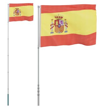 Mástil Y Bandera De España Aluminio 5,55 M Vidaxl