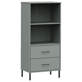 Librería Con 2 Cajones Oslo Madera Maciza Gris 60x35x128,5 Cm Vidaxl