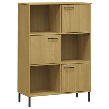 Librería Patas De Metal Oslo Madera Maciza Marrón 90x35x128,5cm Vidaxl