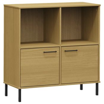 Librería Patas De Metal Oslo Madera Maciza Marrón 90x35x90,5 Cm Vidaxl