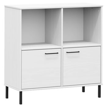 Librería Patas De Metal Oslo Madera Maciza Blanco 90x35x90,5 Cm Vidaxl