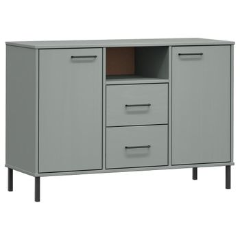 Aparador Con Patas Metal Oslo Madera Maciza Gris 113x40x77 Cm Vidaxl