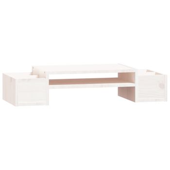 Soporte De Monitor Madera Maciza De Pino Blanco 70x27,5x15 Cm Vidaxl