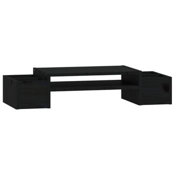 Soporte Para Monitor Madera Maciza De Pino Negro 70x27,5x15 Cm Vidaxl