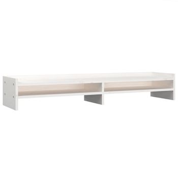 Soporte Para Monitor Madera Maciza De Pino Blanco 100x24x16 Cm Vidaxl