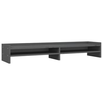 Soporte Para Monitor Madera Maciza De Pino Gris 100x24x16 Cm Vidaxl