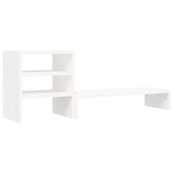 Soporte Para Monitor Madera Maciza De Pino Blanco 81x20x30 Cm Vidaxl