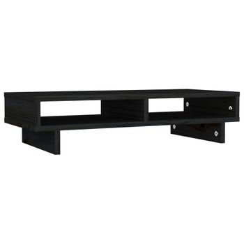 Soporte Para Monitor Madera Maciza De Pino Negro 60x27x14 Cm Vidaxl