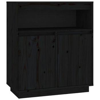 Aparador De Madera Maciza De Pino Negro 70x34x80 Cm Vidaxl